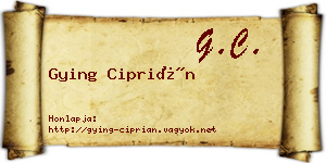 Gying Ciprián névjegykártya